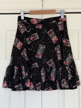 Hell Bunny Duality Goth Tarot Chiffon Mini Skirt